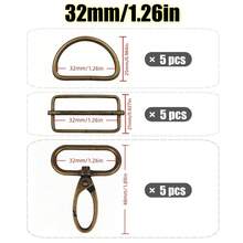 15pcs/Set 15-38mm Mixed Color Metal Belt Buckle Set, D-Ring Buckle, Rectangular Sliding Adjustment Buckle, Rotating Hook Buckle For DIY Pet Collars Handbags And Sewing Crafts - Multicolor - View 26