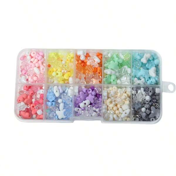 Conjunto de 10 Grades com 700 Peças de Miçangas Espaçadas, Conjunto de Miçangas Acrílicas Coloridas do Arco-íris Misturadas Que Podem Ser Feitas em Pulseiras, Joias DIY Feitas à Mão, Correntes de Telefone, Colares e Anéis Que Podem Ser Feitos Como Pequenos Presentes