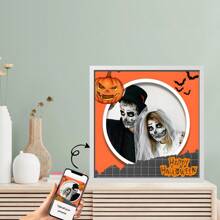 1pc Customized Halloween Photos, Upload Photos And Text For Customization, Personalized Wall Art, Perfect Gift For Birthday, Wedding, Anniversary, Birthday Classic Style, Suitable For The Decoration Of Living Rooms, Bedrooms And Corridors, It Is An Ideal Home Decoration And A Frame Is Optional, Memorable Keepsake, Home Room Decor Gifts