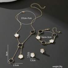 1 Set Modisch & elegant Damen Metall-Schmuckset mit 5-Blatt Klee Design, vielseitig einsetzbar