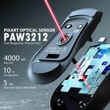 ATTACK SHARK X5 Wireless Gaming Mouse, 49g Ultralight G502 Tri-Mode 2.4Ghz/USB-C Wired/Bluetooth Mouse, PC Gaming Mice PixArt Optical Sensor-Adjustable DPI-Main Click RGB Backlit