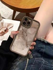 Marble Pattern Grooved Thick Protective Phone Case, Scratch-Resistant Shock-Absorbing Simple Design - Multicolor - View 3