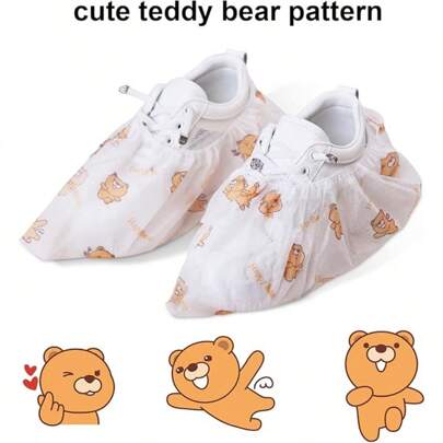 50Pcs Home Hospitality Printed Shoe Cover, Made Of Non-Woven Fabric Material, Thick And Wear-Resistant, Breathable And Washable, Reusable,  Friendly And Practical