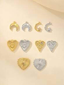 4 piezas de colgantes con forma de corazón de 24K con zirconia y baño de cobre chapado en lujo, material para hacer joyas como collares, brazaletes y pendientes