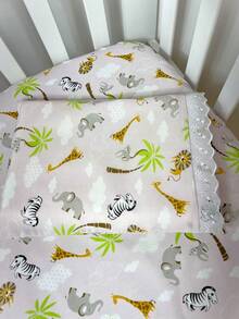 Laura Baby 2-Piece Sheet Set For American Standard Crib Or Mini Crib 100% Cotton - 粉紅野生動物園 - 查看 3