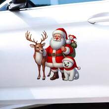 Adesivo per auto di Babbo Natale e renne, finitura opaca, impermeabile, rimovibile, autoadesivo, facile da applicare e staccare, decorazione natalizia rimovibile per auto e pareti - decorazione natalizia usa e getta, decorazione per feste di Natale | Adesivo da parete natalizio cartoonesco, adesivo da parete, adesivo, decorazione per la casa, decorazione per la stanza