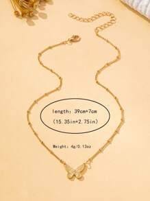 1 Stück 3D Schmetterling Skelett Anhänger Halskette, minimalistische Mode Stahlkette Halskette, Edelstahl Schmuck für Frauen Party und tägliche Dekoration