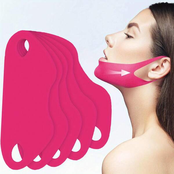 1/3/5 piezas Cinta levantadora del rostro y línea, Banda para el entrenamiento de doble papada, Cinta reafirmante para el mentón facial