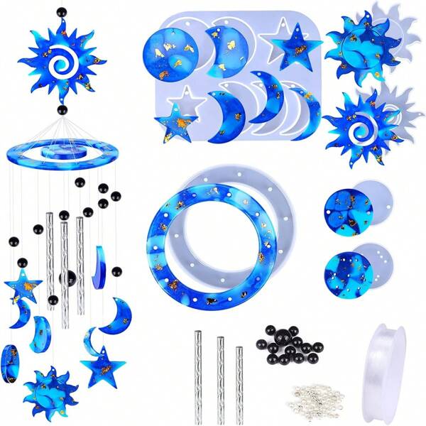 Moldes de resina, kit de moldes de silicona para campanas de viento, moldes de fundición para hacer campanas de viento DIY, llaveros, pendientes y colgantes