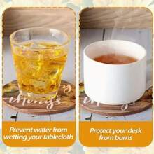 6-Piece Set, Retro Sunflower Inspired Wooden Coaster, Heat-Resistant, Non Slip, Washable, Suitable For Kitchen, Home And Restaurant Decoration, Halloween, Christmas Decoration