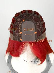 26 英寸红色波浪蕾丝前假发，合成丝直发，耐热纤维，红色角色扮演假发，适合女性 - 紅色 - 查看 9