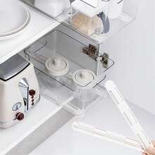 6 件装白色塑料抽屉滑轨，免钉易安装底部安装抽屉滑轨，多功能收纳滑轨，适用于家庭厨房、浴室柜、衣柜