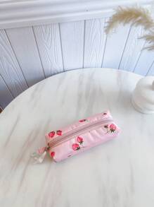 3 Pcs Fashionable Preppy Strawberry Print Backpack Set,Backpack&Lunch Bag&Pencil Case,With Laptop Compartment Bookbag,Adjustable Strap Bookbag Set,Multi Pockets High-Capacity School Bag Set Multifunctional Daypack Set Idea For Girls/Teens/College Students/Graduate/Graduate For Daily Use/Vacation/Travel/Back To School