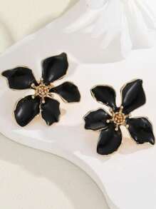 1 Pair Oil Drip Flower Stud Earrings, Elegant Women's Versatile Earrings For Vacation, Festivals