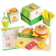 Kids Realistic Pretend Play Hamburger, Sandwich, French Fries Meal Toy Set, Cartoon Burger Sandwich Game Toys For Boys Girls, Food Recognition Playtime - Multicolor - View 11