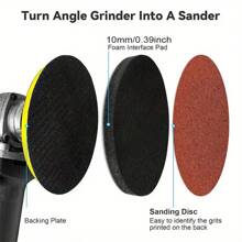 4 Inch Hook And Loop Pad - M10 Thread, Suitable For Cordless Drill/Angle Grinder - Electric Grinder Hook And Loop Disc, Buffing Pad, Self-Adhesive Plate, Angle Grinder Grinding Disc, Electric Drill Grinding Disc, Sandpaper (P60/P120/P240/P230/P600) Applicable For - Wood, Metal And Auto Polishing