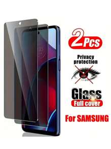 2 pièces Protection d'écran de confidentialité compatible avec Samsung Galaxy A05s A06 A13 A14 A15 A16 A23 A25 A26 A34 A35 A36 A51 A52s A53 A54 A55 A56, dureté 9H, couverture complète, anti-espion, installation facile, protection anti-bris