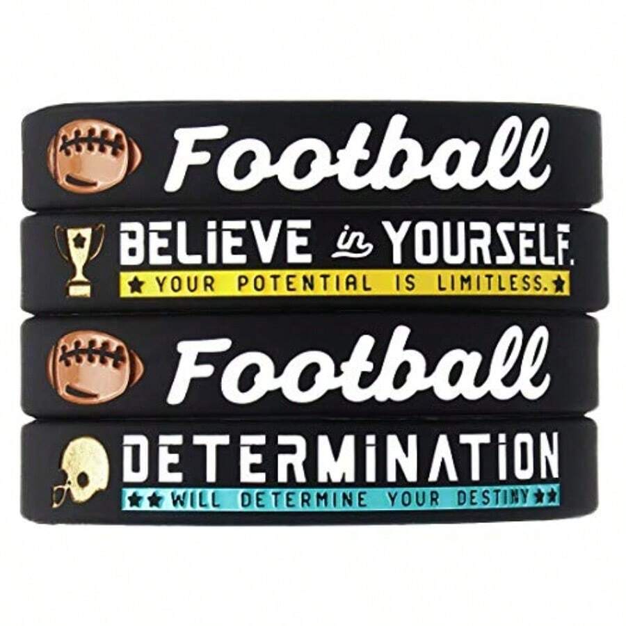 Pulseras de silicona de fútbol con citas motivacionales deportivas, pulseras de goma inspiradoras - como en la foto - Ver 1