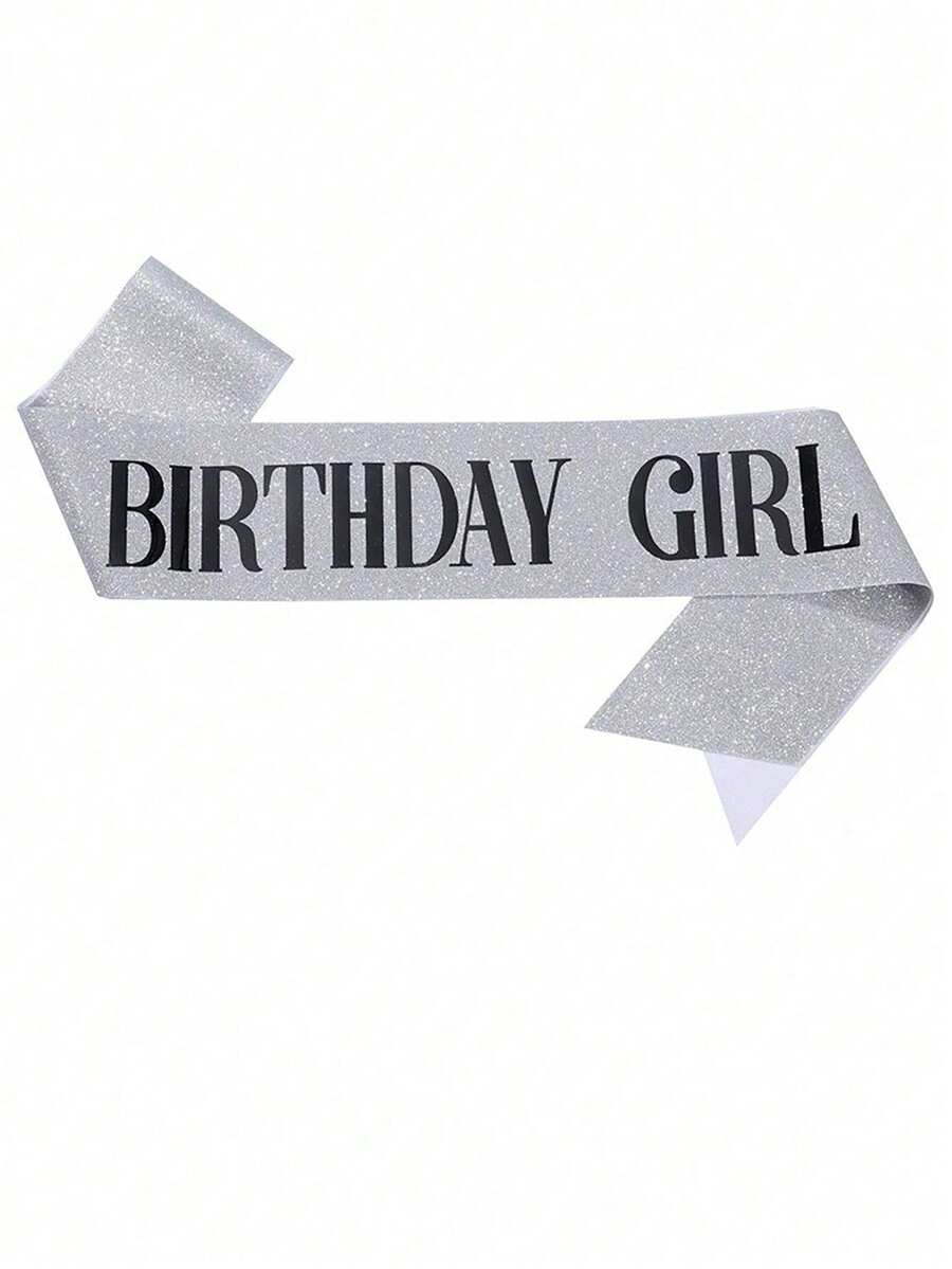 1pc Silver Birthday Party Sash, Birthday Ceremony Decoration