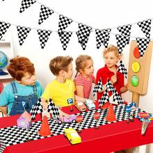 3PCS Checkered Tablecloths 54 X 108 Inch Black And White Checkered Stripes Theme Party Touchdown Table Cover For Motor Racing Birthday Party Decorations Supplies Racing Party Favor (Red) - Red - View 10
