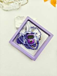 1pc Finger Ring Counter For Praying With Rhinestones, Muslim Prayer Beads & Tasbih Bracelet Set