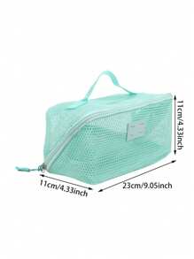 1pc Breathable Mesh Cosmetic Bag - Large Capacity, Multi-Layer Organizer With Handles, Portable And Stylish Makeup Pouch For Women, Breathable Storage Bag Transparent Mesh Texture