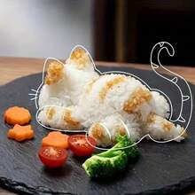 1pc Cute Cat Shaped Sushi & Mashed Potato Mold - Plastic, Suitable For Kitchen & Dining Use - White - View 9