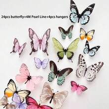 46pcs Set Hanging Butterfly Garland Kit DIY Ceiling Butterfly Set DIY Butterfly Curtain Material Simulation Butterfly Pendant Ornaments Bohemian Style Artificial Flower Door Curtains Floating Butterfly Wall Hanging Backdrop Photography For Themed Wedding Birthday Room Layout