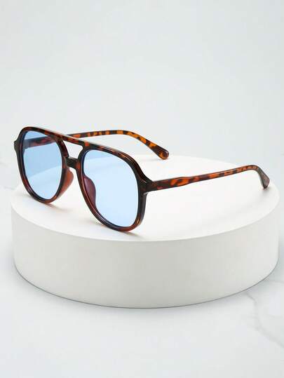 1 stuk unisex bril met dubbele brug, groot montuur, hoogwaardige minimalistische modebril, geschikt voor reizen, vakantie, informele bijeenkomsten en dagelijks gebruik.