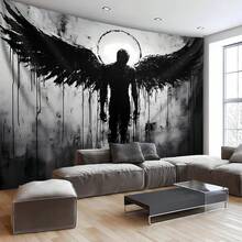 1 Piece Extra Large Black Angel Landscape Tapestry - Premium Polyester Fiber High-Definition Digital Printing, Soft Texture Art Decoration, Suitable For Living Room, Bedroom, Home Office, Angel Theme, Strong Visual Impact, Durable Material, Modern Home Decor Painting - Nhiều màu - Xem 5
