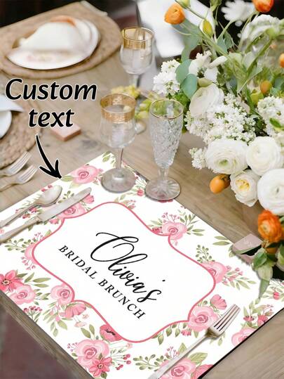2/4/8pcs Personalized Custom-Made Placemat For Dining, Upscale Oil Painting Flower-Style Restaurants, Luxurious Restaurant-Style Personalized Table Decorations And Words, The Top Choice For Family Gifts