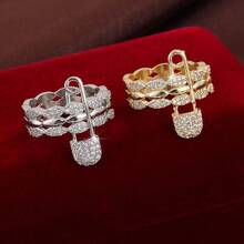 1枚几何链条三排可调节设计立方氧化锆镶嵌女戒指 - 彩色 - 查看 8