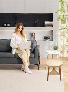 Simple Coffee Table Solid Wood Sofa Edge Table ,Sofa Side Small Round Table,Stable Side End Table For Living Room Bedroom Office Home Furnishing Decoration