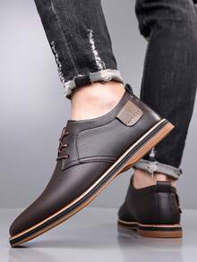 男士经典正装鞋，轻便系带牛津鞋，适合商务和休闲穿着 - 棕色 - 查看 4
