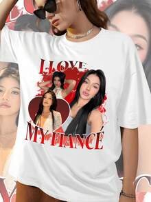 Customized Photo T-Shirt, Add Your Favorite Photo And Text (Girlfriend Photo/Couple Photo/Family Photo/Selfie/Pet Photo/Friend Photo) - White - View 2