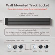 Track Socket 歐標電源插座延長器，附 USB Type C 轉接頭，高功率壁掛式，適用廚房、辦公室、居家電路翻新，可拆卸插頭，省空間，易安裝，多功能快充接口，現代白色飾面 - 白色 - 查看 4