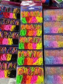Kit 1000 Units Thick Silicone Elastic Hair Bands - Multicolor - View 1