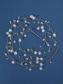 1 Stück Blumen-, Blatt- und Reben-Design Braut Haarband 42,5 Zoll, Braut Haarzubehör geeignet für Hochzeit, Party, Geburtstag