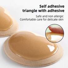 2pcs Set Enhancing Padded Triangle Bra Inserts For Women, Invisible Bust Lift Pads For Sports, Fitness, Yoga - Brown - View 1