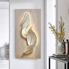 1 peça de pintura em tela moderna com penas abstratas, pôsteres com estampas abstratas de penas, decoração elegante para casa, adequada para sala de estar, quarto, hall de entrada, escritório. Artes de parede em estilo moderno, sem moldura.