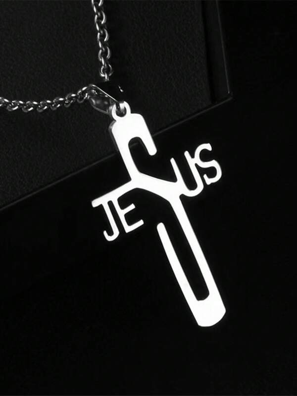 1 pieza Colgante con cruz de Jesús de acero inoxidable, apto para uso diario tanto para hombres como para mujeres