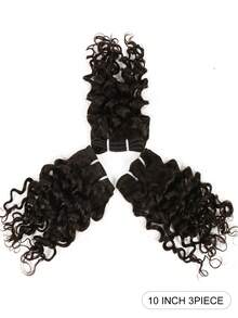 JC 3pcs Set Natural Black Curly Wave Human Hair 3 Bundles Human Hair Extensions For All Skin Tones 6-10 Inch - SNatural - View 2