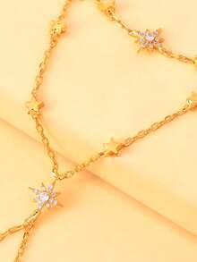 1 件金色水钻六角星连接手指手链手链，适合派对和活动 - 金色 - 查看 5