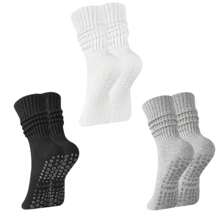 3 Pairs Of Very Suitable Sports Stacked Socks Yoga Socks For Women, Soft And Comfortable, Non-Slip And Shock-Absorbing, Suitable For Daily Pilates, Running, Fitness, Cycling,