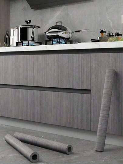 1 卷 PVC 自粘深灰色木纹效果壁纸，防油防水接触纸，适用于宿舍卧室背景墙装饰壁纸、家居清洁、厨房清洁、派对清洁