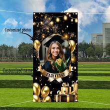 1pc Customized Photo & Name Polyester Banner - Black Gold Balloon & Gift Box Design, Birthday Party Decor, Indoor/Outdoor Use, Personalized Entrance Door Garden Background, Celebration Background Festival Party Banner, Easy Installation Decor, Party Supplies - Halloween, Christmas, Easter, Father's Day, Mother's Day, Thanksgiving, Wedding, Valentine's Day Holiday Gift - Multicolor - View 5