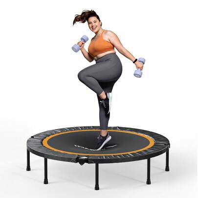 MERACH Mini Trampoline Fitness Adults - 40''/48'' Foldable Trampolines Max Load 330lb, Indoor Trampoline For Exercise Training Quiet