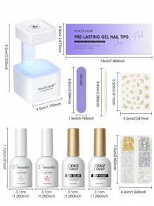 peacecolor 11 piezas Juego de puntas de uñas - 240 piezas Puntas de uñas postizas de cobertura completa - Puntas de uñas mates y transparentes, Puntas de extensión de uñas falsas cuadradas y almendradas cortas, Esmalte de gel translúcido de color rosa nude de 10 ml, Mini lámpara UV/LED, Top Coat de 10 ml, Pegamento para uñas, Herramientas y suministros para uñas para diseño de salón DIY, regalo de Navidad para mujeres