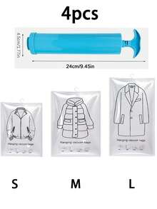 4/1pc Hanging Garment Storage Bag, Vacuum Compression Bag, Clothing Compressor Bag, Dust-Proof Compression Bag, Large Capacity Wardrobe Storage Bag, Travel Garment Compression Bag, Foldable Storage Bag, Transparent Compression Bag, Bedding Compression Bag, Clothing Compression Bag, Moisture-Proof Compression Bag, Vacuum Storage Bag, Vacuum Sealing Bag, Essential Organizer For Clothes, Suits, Jackets - White - View 13