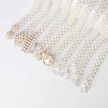 1pc Elegant Stretch Pearl, Rhinestone & Crystal Embellished Belt, Suitable For Autumn, Halloween And Other Occasions
